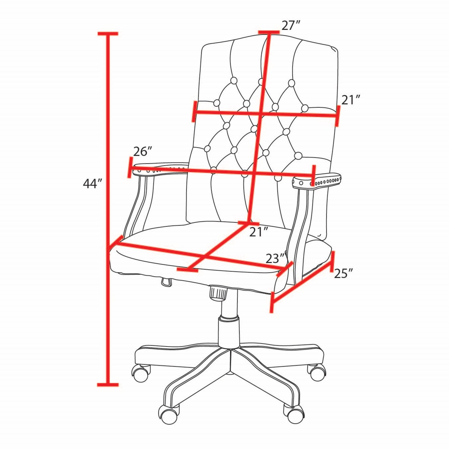 Regency Ivy League Seating Traditional Chair Swivel Timeless Spindle-Back Design with High-Mobility Rolling Base 18-21"H (MODAL)