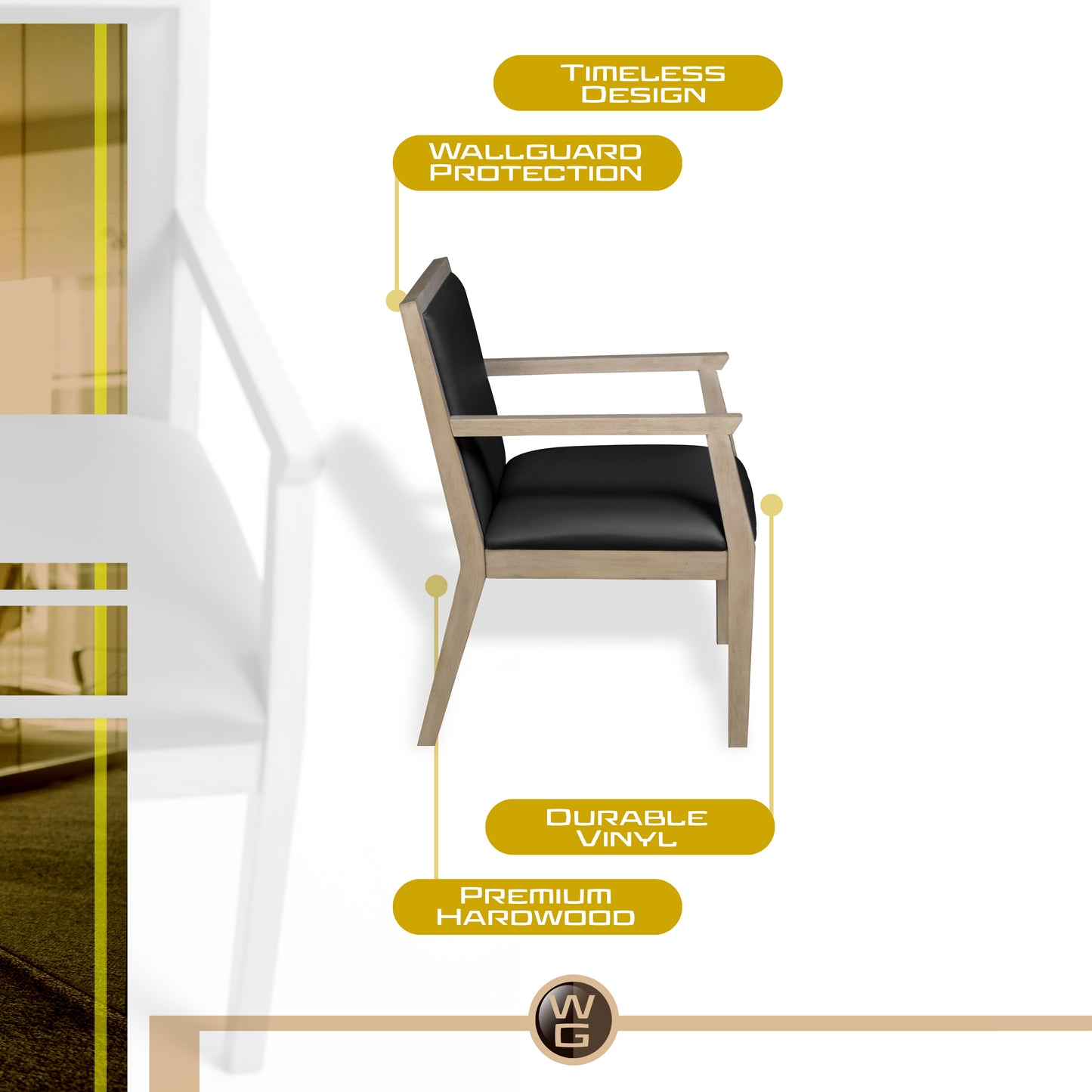 Regency Regent WallGuard Guest and Reception Waiting Room Wood Side Chair Seating Side and Guest 19"H (REG-9875XXX)