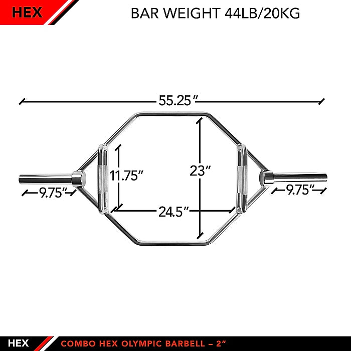 Champion Sports JFIT Hex Deadlift Barbell 45 lb with 750 lb Capacity (CMP-J-HDLBB750)