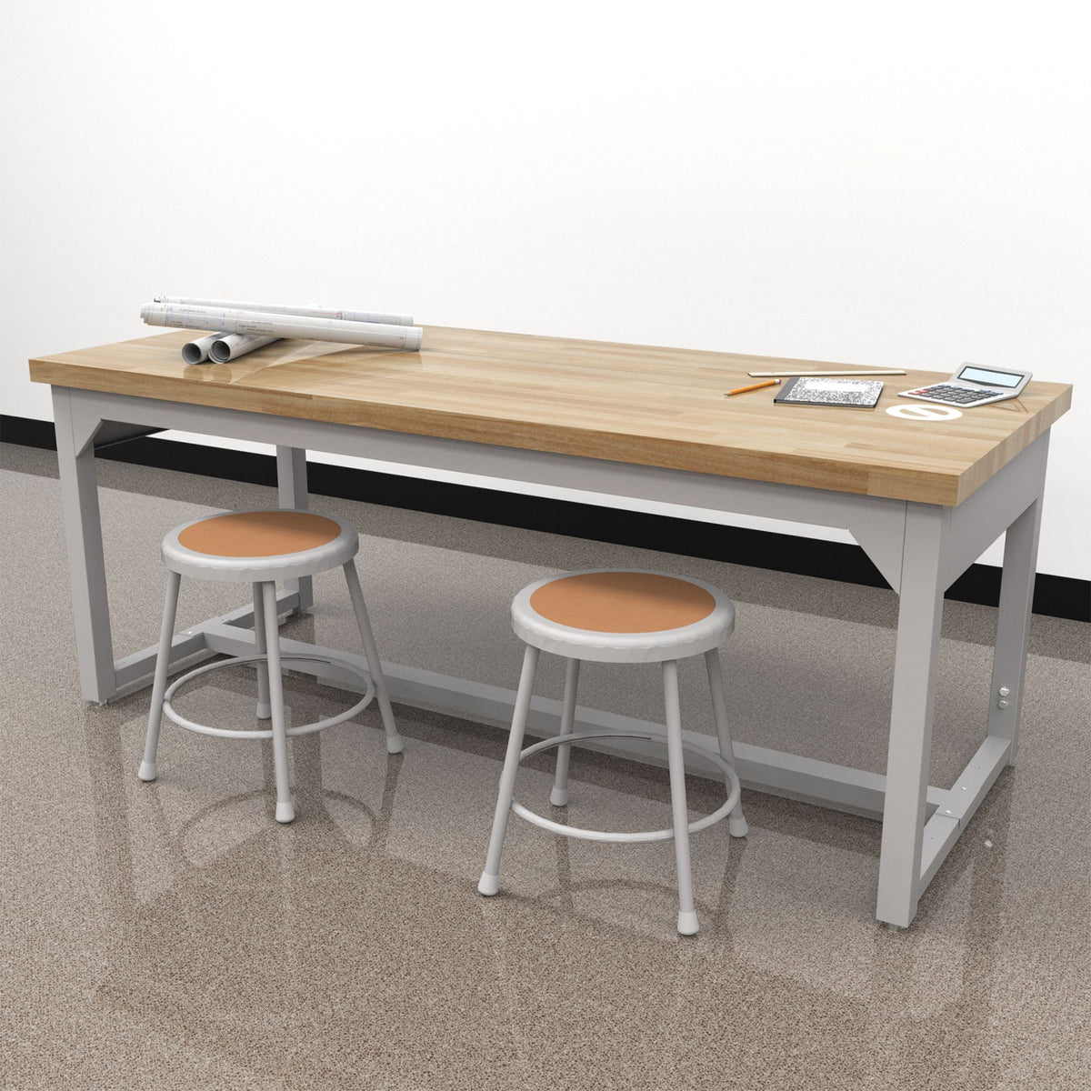 Diversified Woodcrafts Heavy-Duty Adjustable Height Solid Maple Workbench 72"W x 30"L x 25.5"- 35.5"H (DIV-AMS72305X)