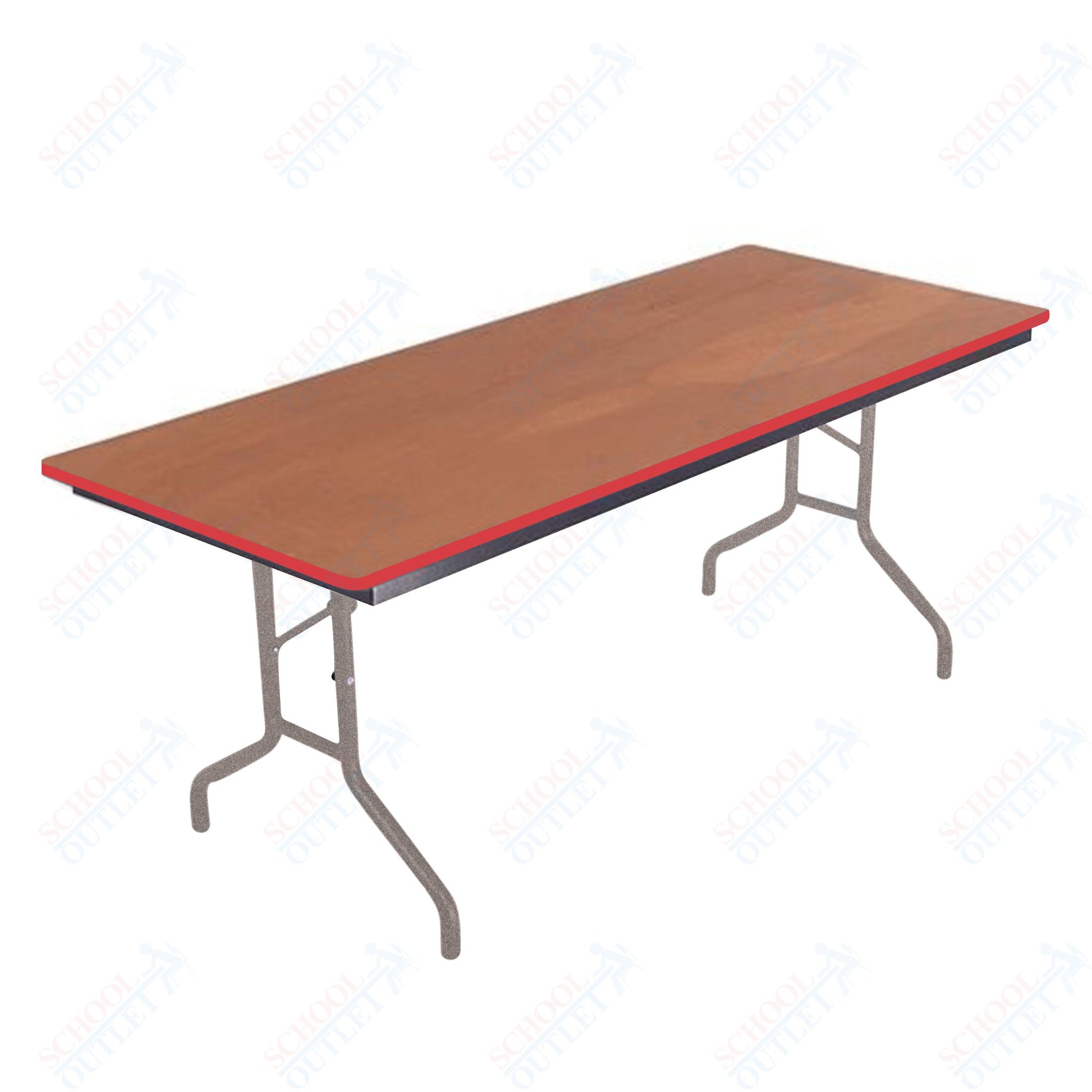 AmTab Folding Table - Plywood Stained and Sealed - Vinyl T - Molding Edge - 36"W x 96"L x 29"H (AmTab AMT - 368PM) - SchoolOutlet