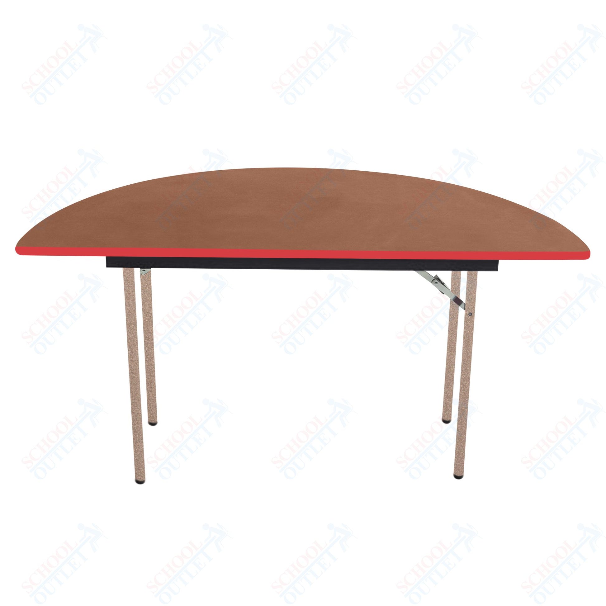 AmTab Folding Table - Plywood Stained and Sealed - Vinyl T - Molding Edge - Half Round - Half 60" Diameter x 29"H (AmTab AMT - HR60PM) - SchoolOutlet
