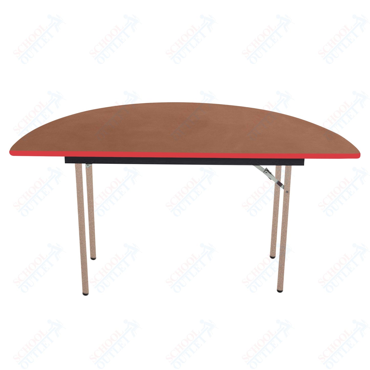 AmTab Folding Table - Plywood Stained and Sealed - Vinyl T - Molding Edge - Half Round - Half 96" Diameter x 29"H (AmTab AMT - HR96PM) - SchoolOutlet