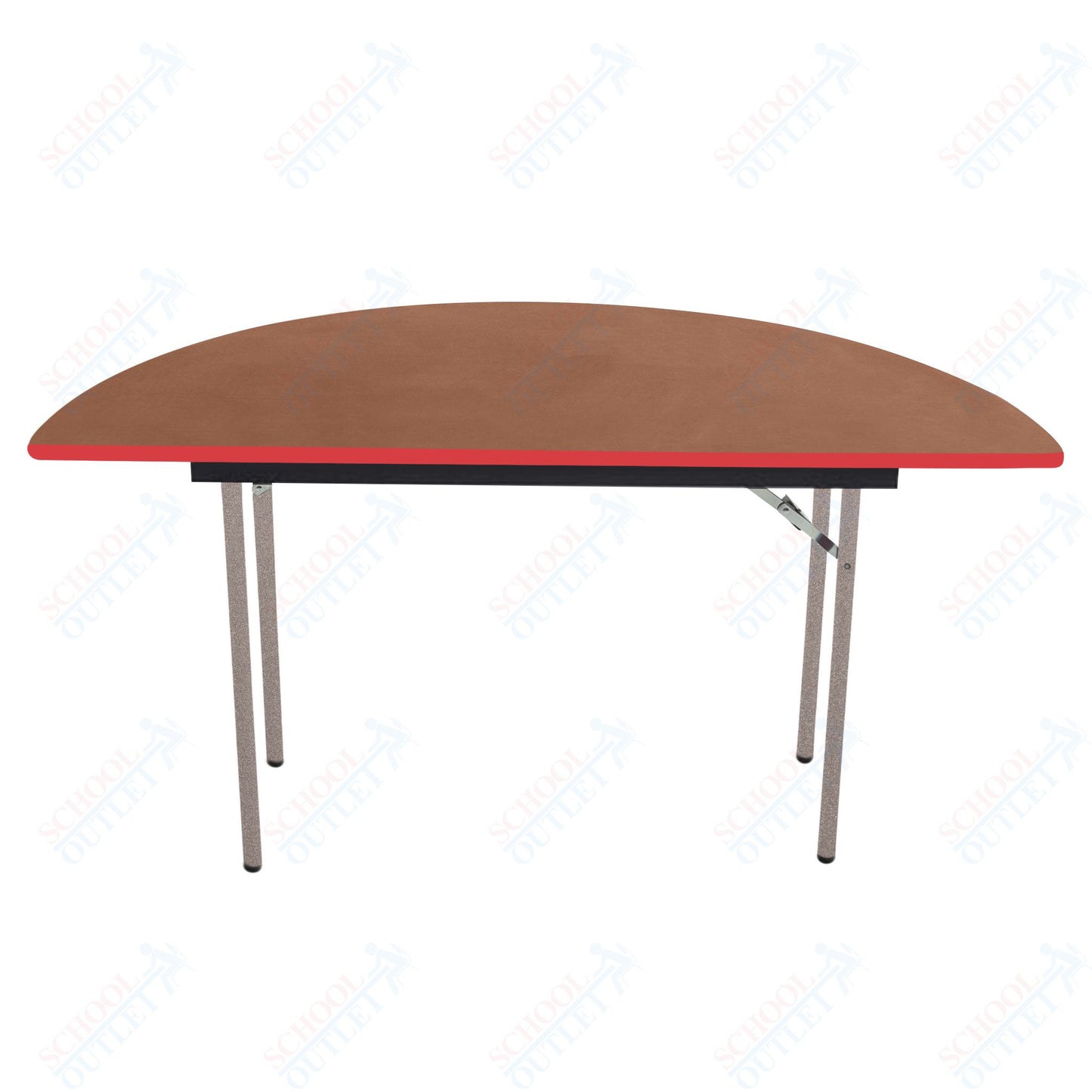 AmTab Folding Table - Plywood Stained and Sealed - Vinyl T - Molding Edge - Half Round - Half 96" Diameter x 29"H (AmTab AMT - HR96PM) - SchoolOutlet