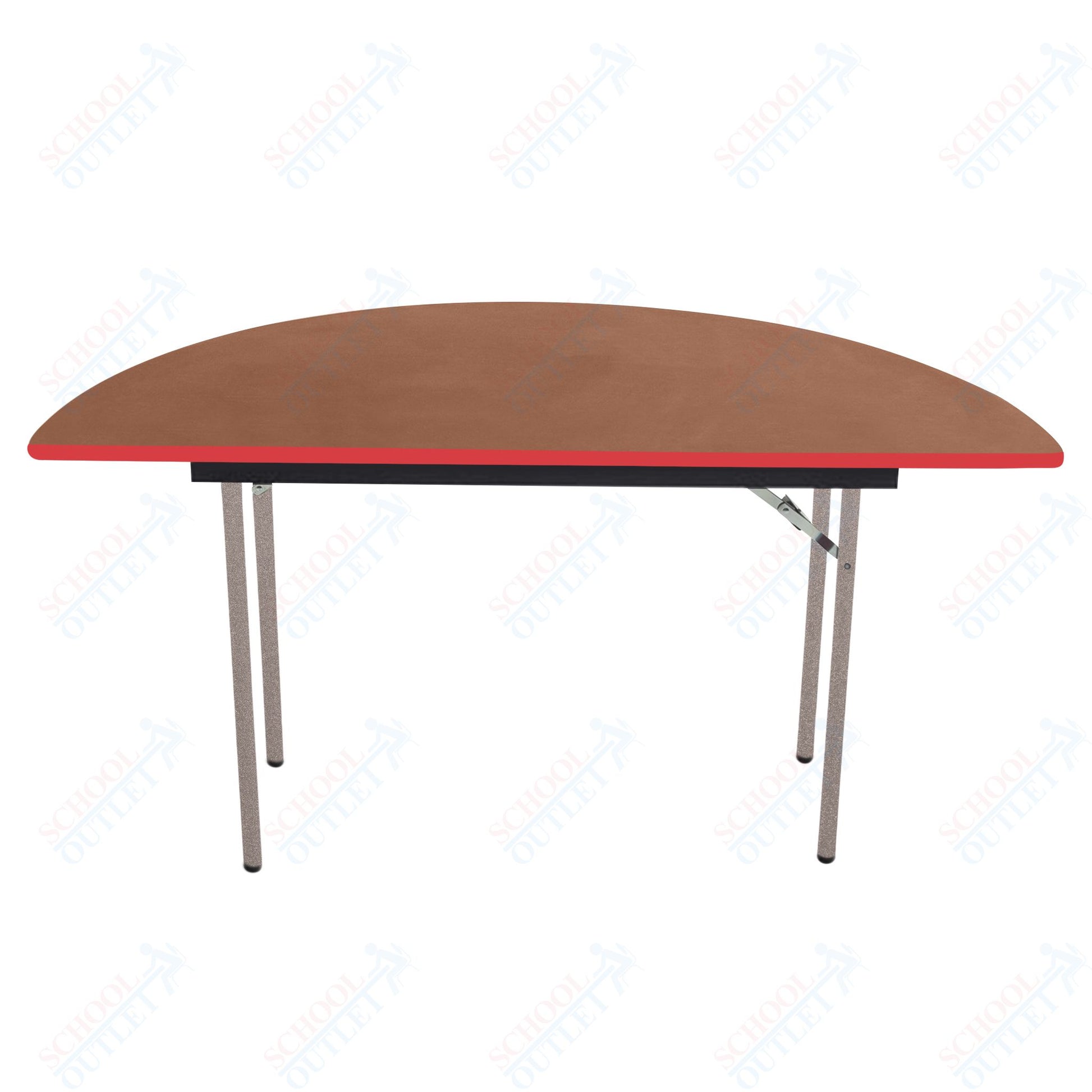 AmTab Folding Table - Plywood Stained and Sealed - Vinyl T - Molding Edge - Half Round - Half 96" Diameter x 29"H (AmTab AMT - HR96PM) - SchoolOutlet