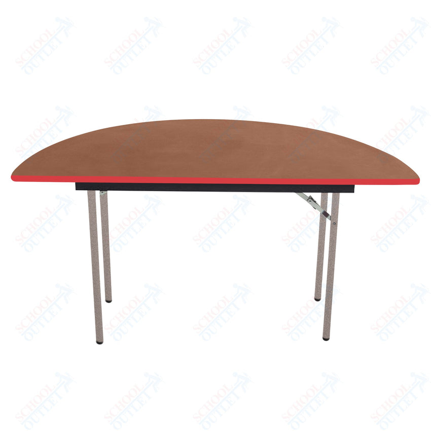 AmTab Folding Table - Plywood Stained and Sealed - Vinyl T - Molding Edge - Half Round - Half 96" Diameter x 29"H (AmTab AMT - HR96PM) - SchoolOutlet