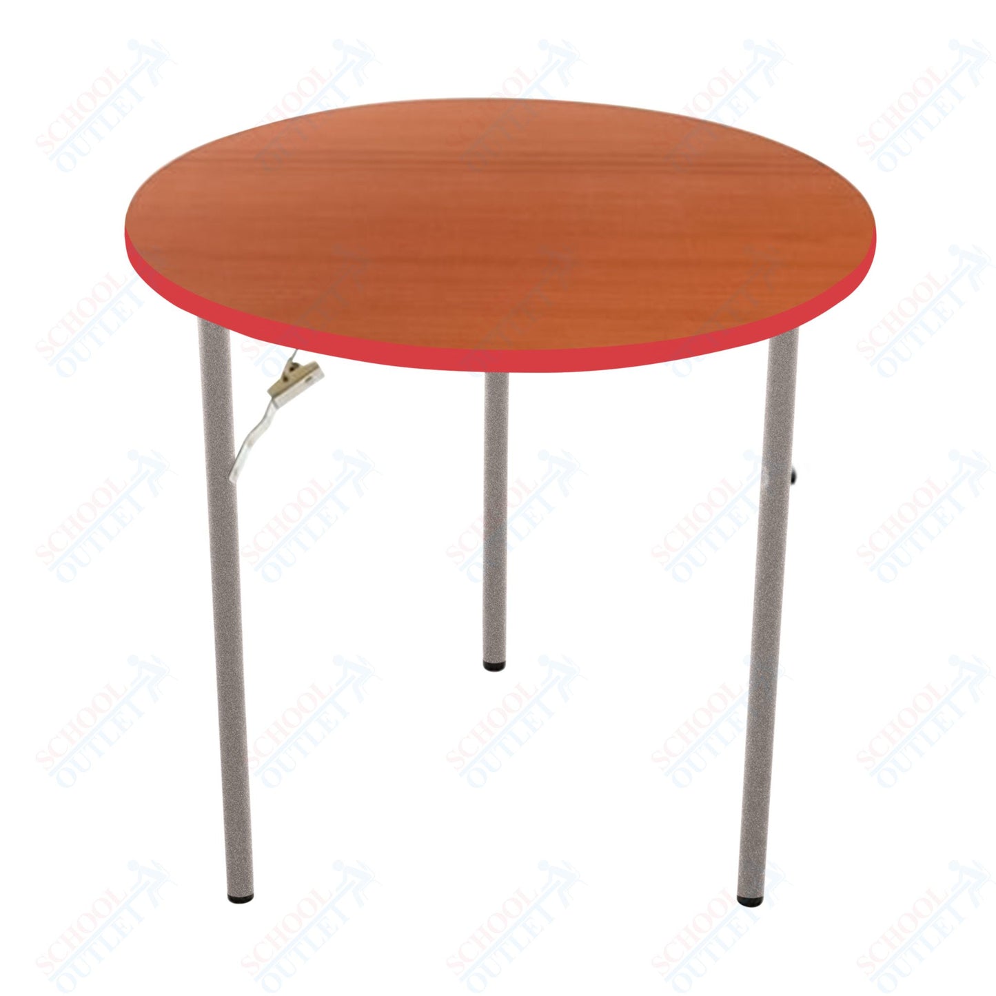 AmTab Folding Table - Plywood Stained and Sealed - Vinyl T - Molding Edge - Round - 72" Diameter x 29"H (AmTab AMT - R72PM) - SchoolOutlet