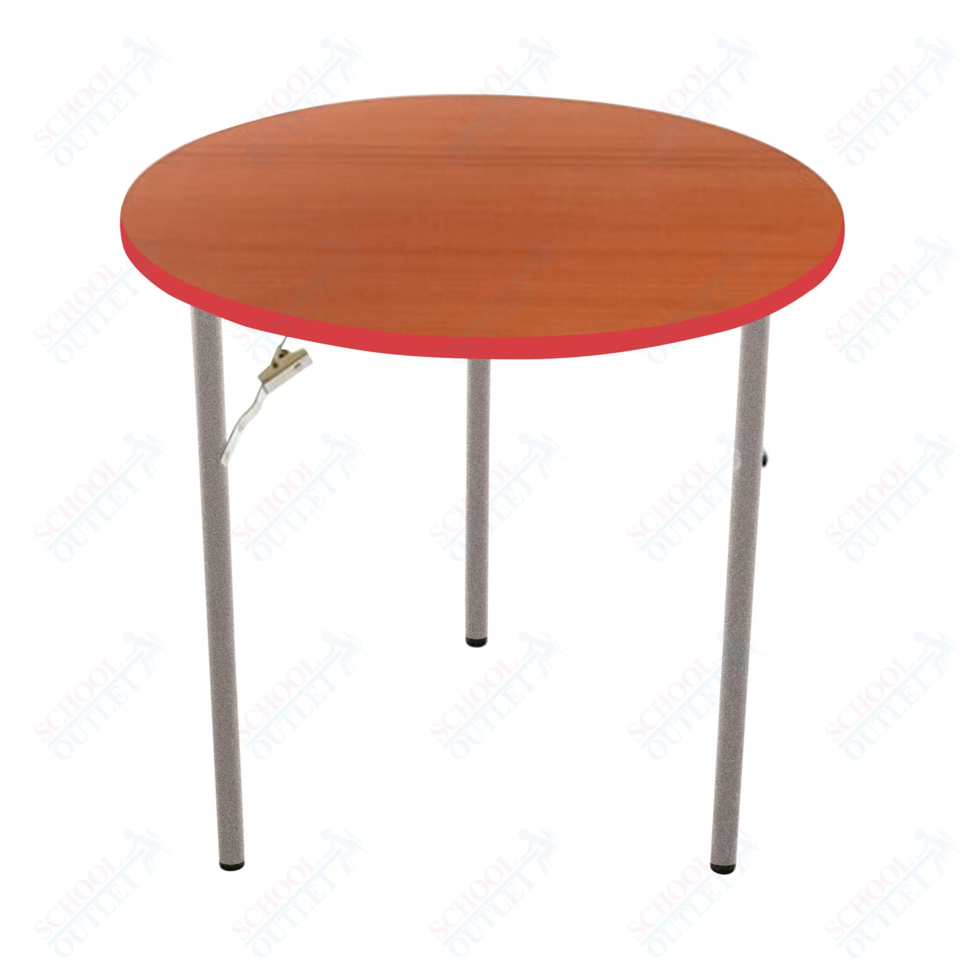 AmTab Folding Table - Plywood Stained and Sealed - Vinyl T - Molding Edge - Round - 72" Diameter x 29"H (AmTab AMT - R72PM) - SchoolOutlet