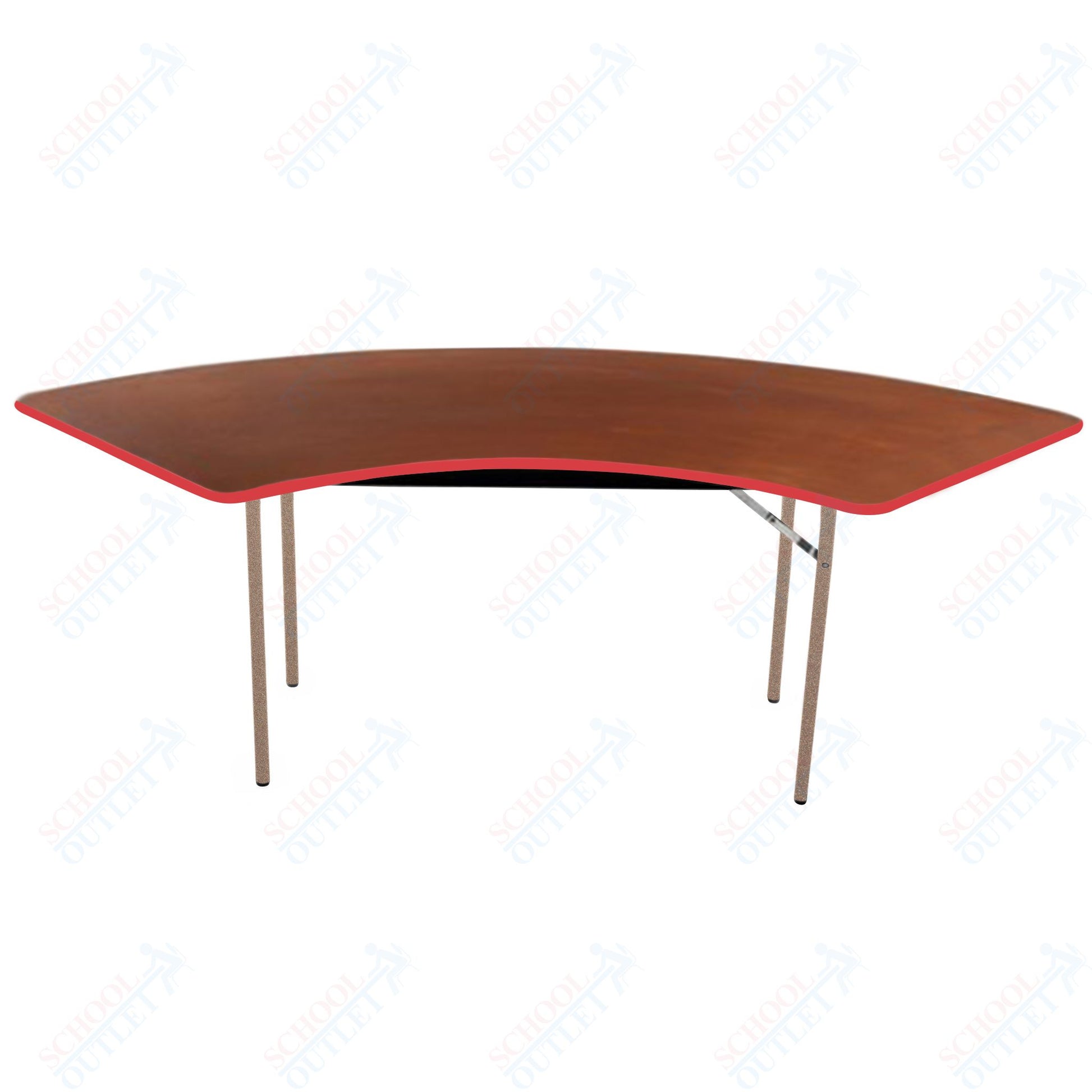 AmTab Folding Table - Plywood Stained and Sealed - Vinyl T - Molding Edge - Serpentine - 30"W x 42,72"L x 29"H (AmTab AMT - SE306PM) - SchoolOutlet