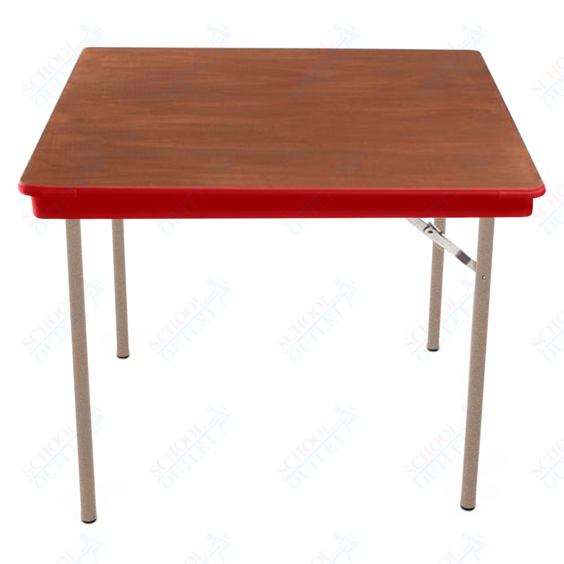 AmTab Folding Table - Plywood Stained and Sealed - Vinyl T - Molding Edge - Square - 36"W x 36"L x 29"H (AmTab AMT - SQ36PM) - SchoolOutlet