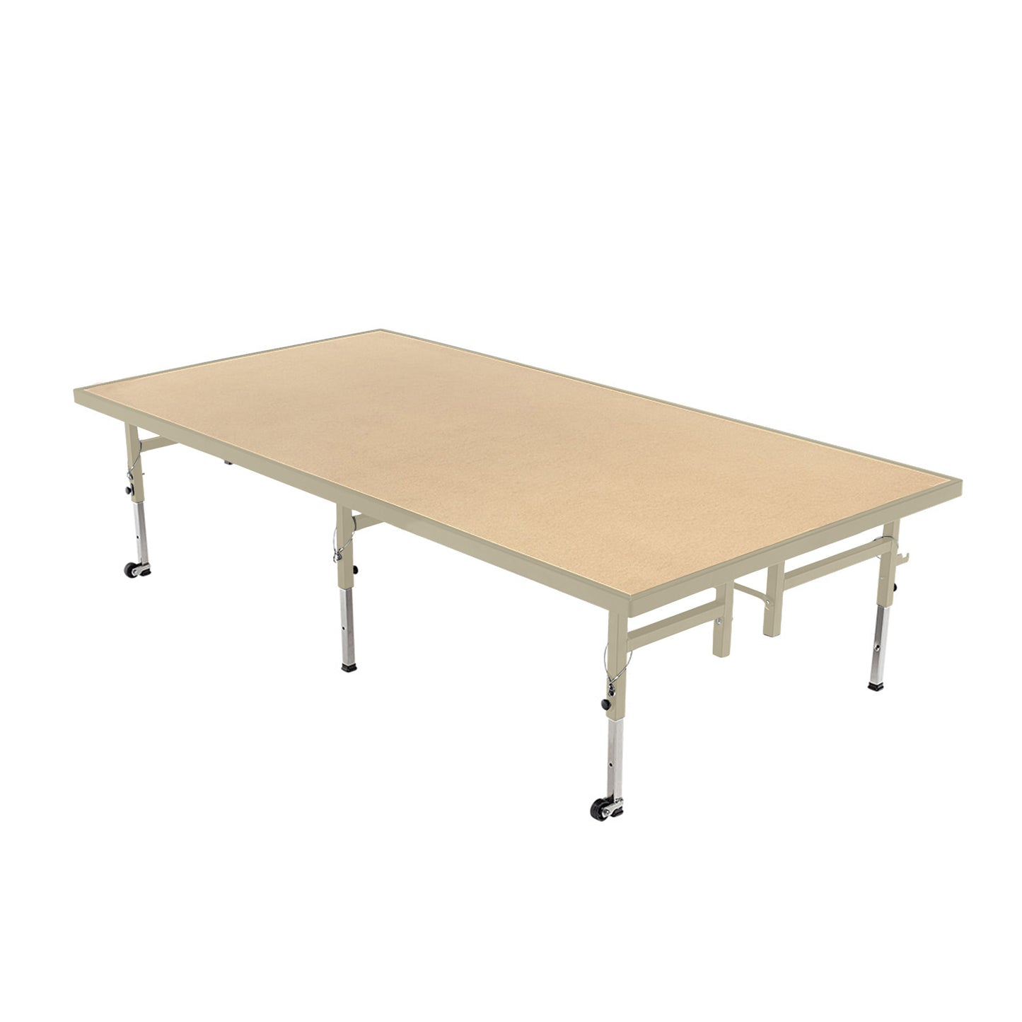 AmTab Adjustable Height Stage - Hardboard Top - 36"W x 96"L x Adjustable 16" to 24"H  (AmTab AMT-STA3816H)