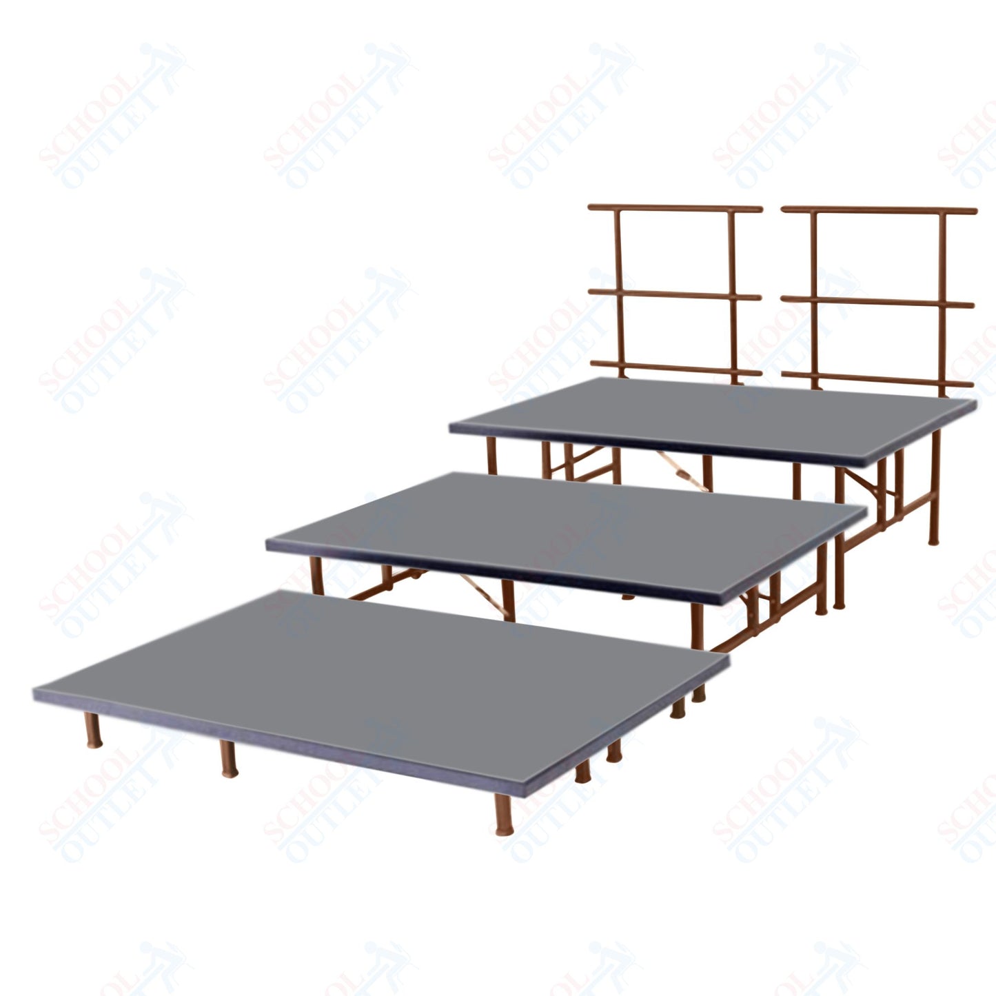 AmTab Fixed Height Riser Set - Polypropylene Top - 3 Levels - 9'L x 8'W x 24"H (108"L x 96"W x 24"H)  (AmTab AMT-STC383P)
