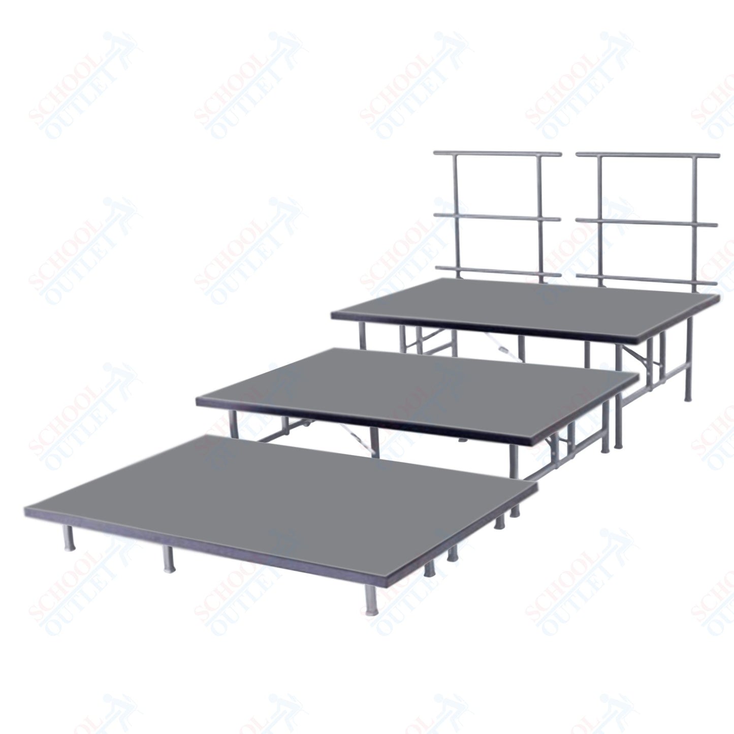 AmTab Fixed Height Riser Set - Polypropylene Top - 3 Levels - 9'L x 8'W x 24"H (108"L x 96"W x 24"H)  (AmTab AMT-STC383P)