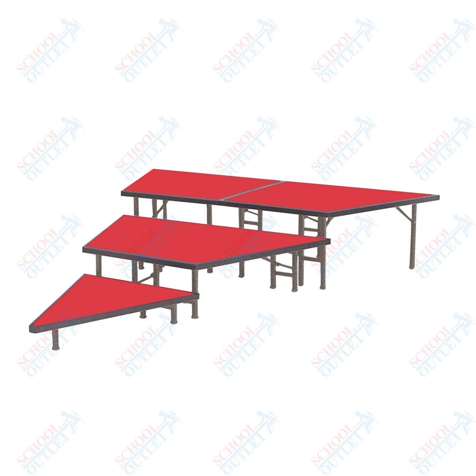 AmTab Pie Shaped Riser - Carpet Top - 36"W x 24"H (3 Levels) (AmTab AMT-STP363C) - SchoolOutlet