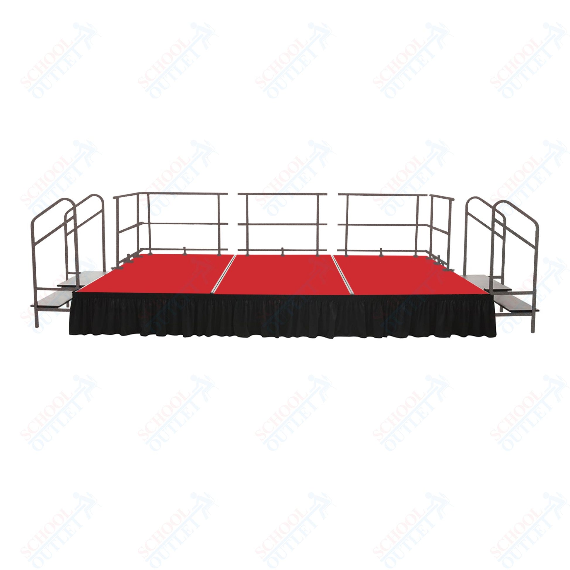 AmTab Fixed Height Stage Set - Carpet Top - 12'W x 24'L x 2'H (144"W x 288"L x 24"H) (AmTab AMT - STS122424C) - SchoolOutlet