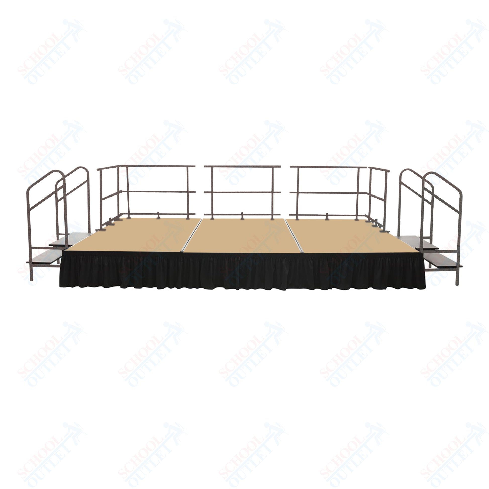 AmTab Fixed Height Stage Set - Carpet Top - 12'W x 24'L x 2'H (144"W x 288"L x 24"H) (AmTab AMT - STS122424C) - SchoolOutlet