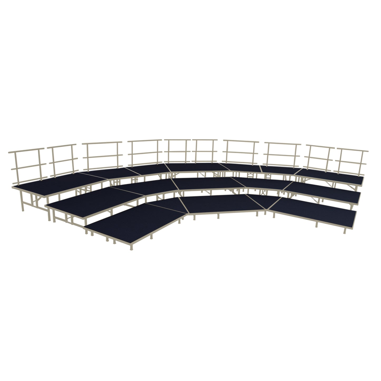 AmTab Fixed Height Riser Set - Carpet Top - 3 Levels - 9'W x 24'L x 2'H (108"W x 288"L x 24"H)  (AmTab AMT-STSC383C)