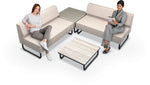 Mooreco Akt Soft Seating Lounge Loveseat - Armless - Grade 02 Fabric and Powder Coated Sled Legs