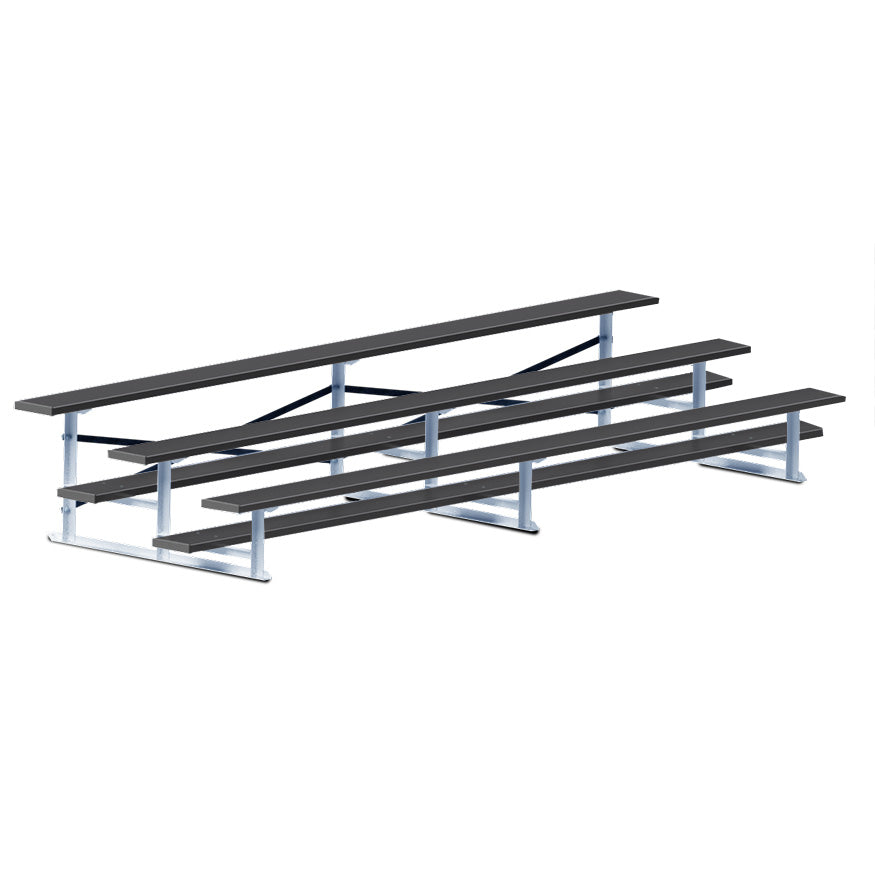 Jaypro Sports Bleacher - 3 Row - Single Foot Plank, All Aluminum Bleachers, Powder Coated - 15' L (BLCH-3ALPC)