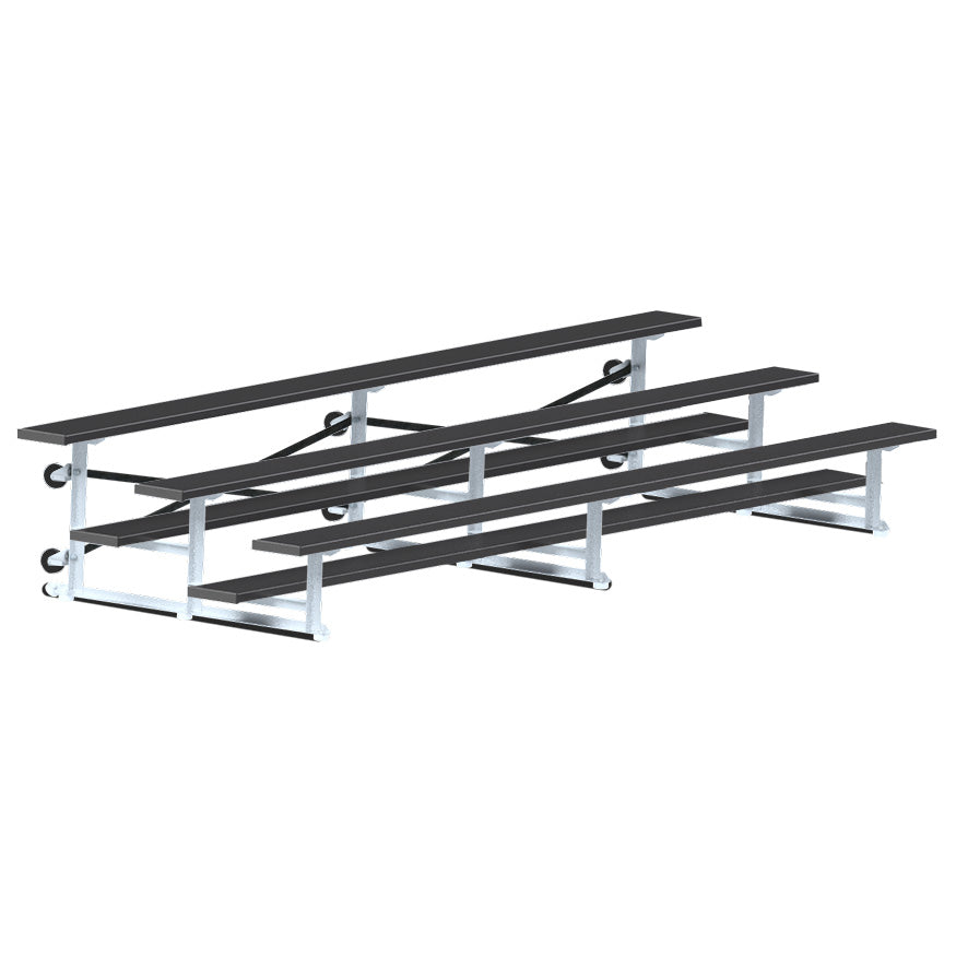 Jaypro Sports Bleacher - 3 Row - Tip & Roll, Single Foot Plank, Powder Coated - 15' L (BLCH-3TRGPC)