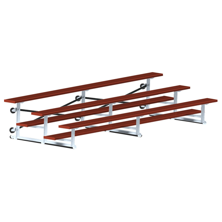 Jaypro Sports Bleacher - 3 Row - Tip & Roll, Single Foot Plank, Powder Coated - 15' L (BLCH-3TRGPC)