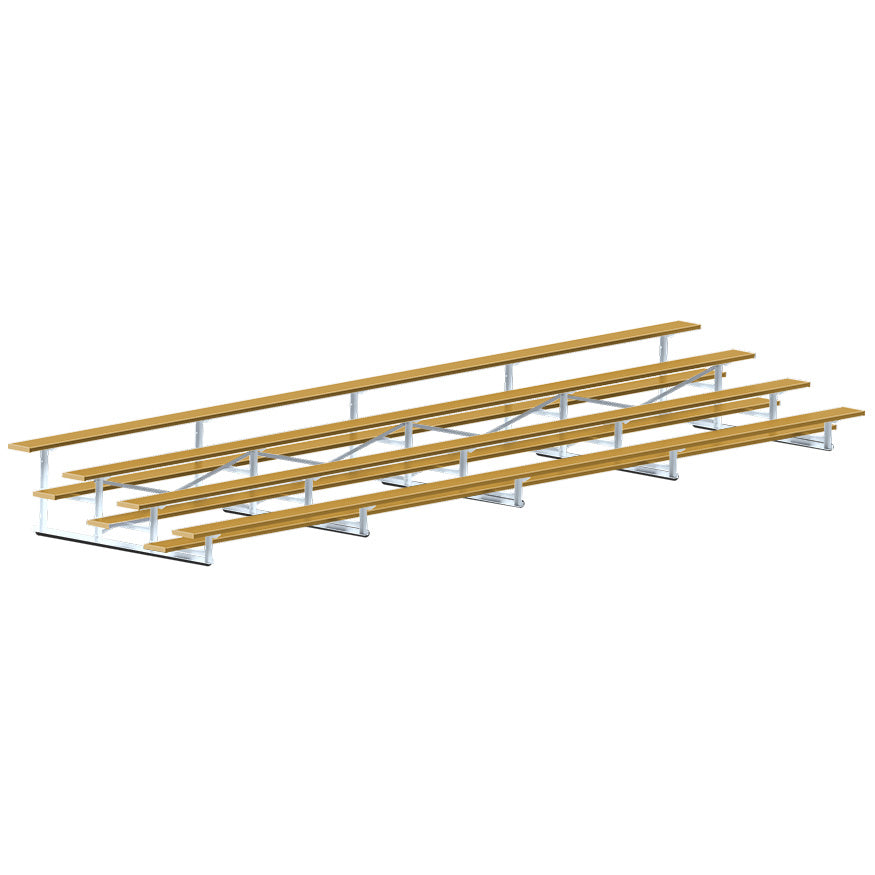 Jaypro Sports Bleacher - 4 Row - Single Foot Plank, Aluminum & Steel Bleachers, Powder Coated - 27' L (BLCH-427PC)