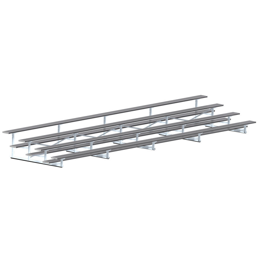 Jaypro Sports Bleacher - 4 Row - Single Foot Plank, Aluminum & Steel Bleachers, Powder Coated - 27' L (BLCH-427PC)