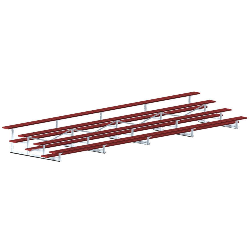 Jaypro Sports Bleacher - 4 Row - Single Foot Plank, Aluminum & Steel Bleachers, Powder Coated - 27' L (BLCH-427PC)