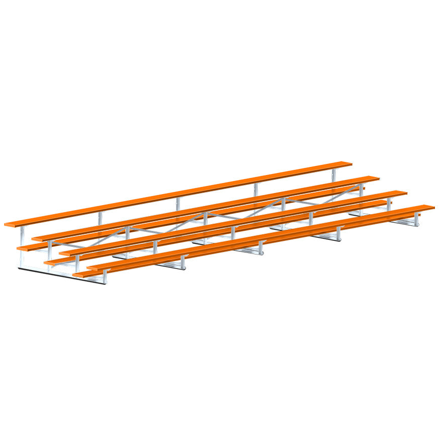 Jaypro Sports Bleacher - 4 Row - Single Foot Plank, Aluminum & Steel Bleachers, Powder Coated - 27' L (BLCH-427PC)