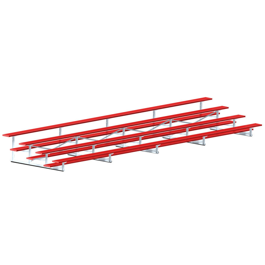 Jaypro Sports Bleacher - 4 Row - Single Foot Plank, Aluminum & Steel Bleachers, Powder Coated - 27' L (BLCH-427PC)