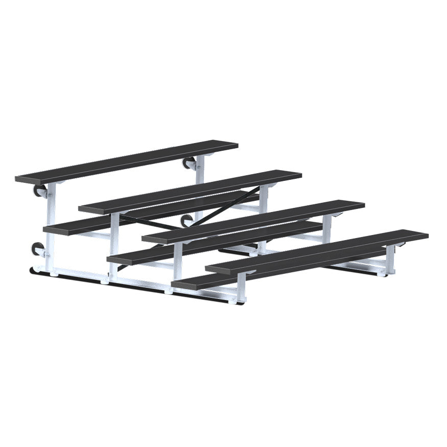 Jaypro Sports Bleacher - 4 Row - Tip & Roll, Single Foot Plank, Powder Coated - 7.5' L (BLCH-475TRGPC)