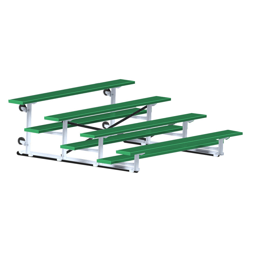 Jaypro Sports Bleacher - 4 Row - Tip & Roll, Single Foot Plank, Powder Coated - 7.5' L (BLCH-475TRGPC)