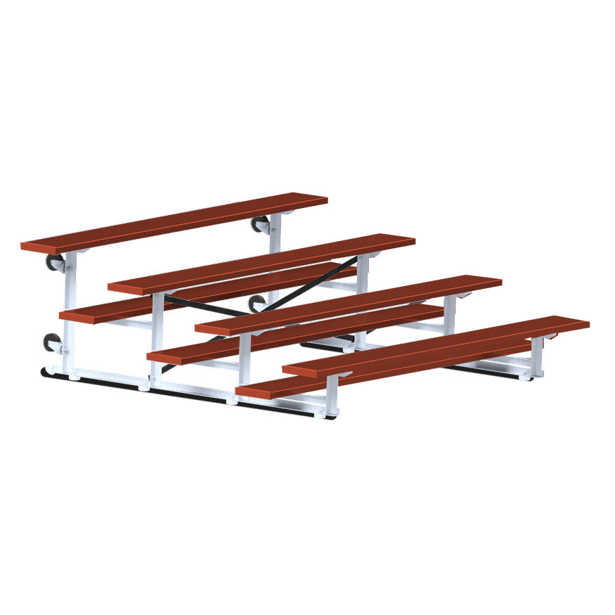 Jaypro Sports Bleacher - 4 Row - Tip & Roll, Single Foot Plank, Powder Coated - 7.5' L (BLCH-475TRGPC)