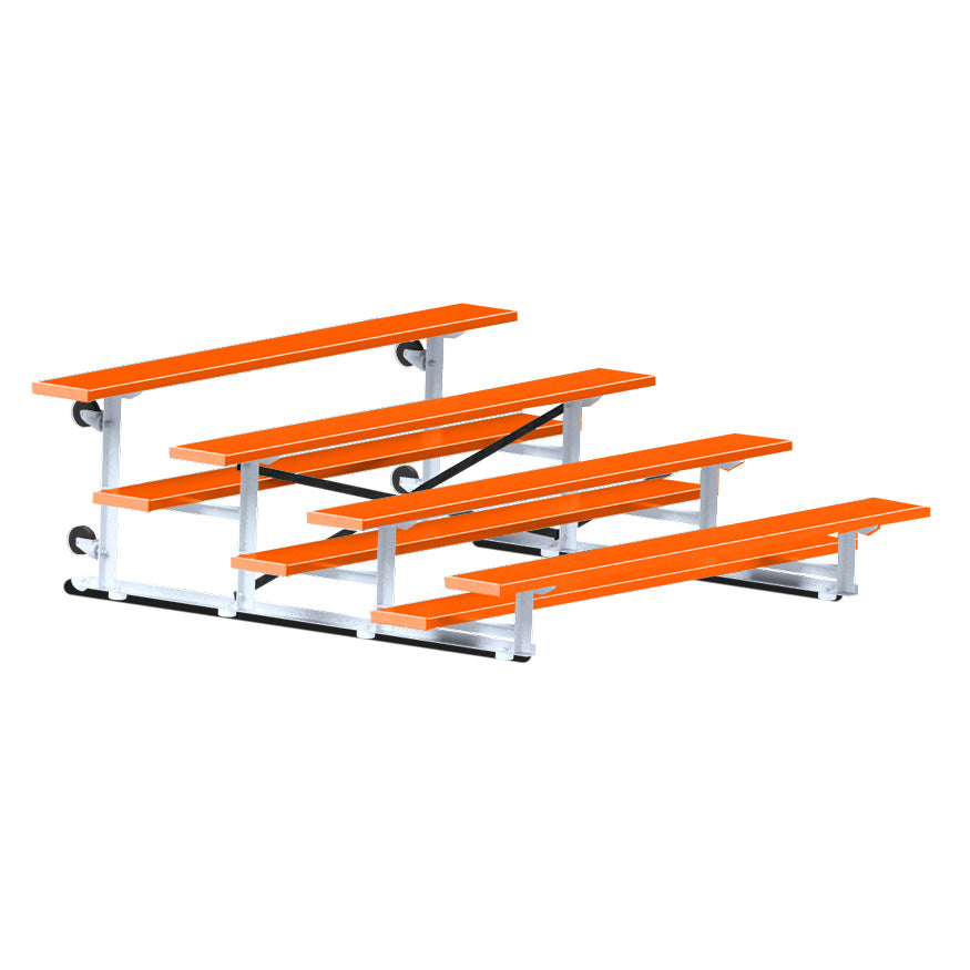 Jaypro Sports Bleacher - 4 Row - Tip & Roll, Single Foot Plank, Powder Coated - 7.5' L (BLCH-475TRGPC)