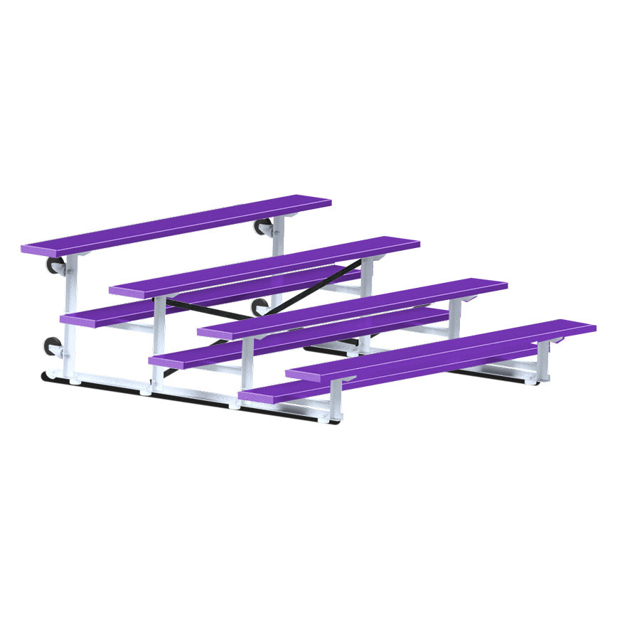 Jaypro Sports Bleacher - 4 Row - Tip & Roll, Single Foot Plank, Powder Coated - 7.5' L (BLCH-475TRGPC)
