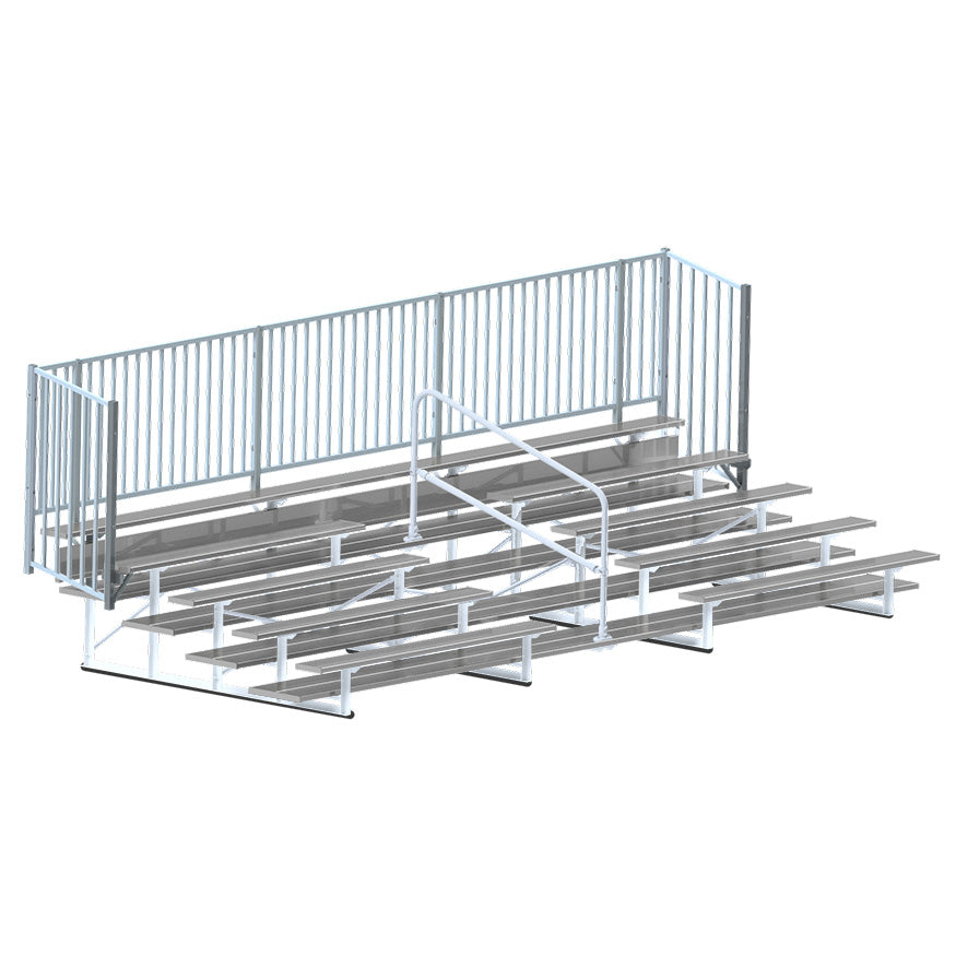 Jaypro Sports Bleacher - 5 Row - Double Foot Plank with Guard Rail & Aisle, Powder Coated - 21' L (BLCH-521ASGRPC)