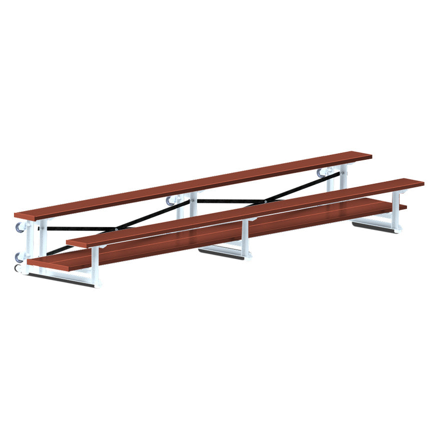 Jaypro Sports Bleacher  - 2 Row - Tip & Roll, Double Foot Plank, Powder Coated - 15' L (BLDP-2TRGPC)