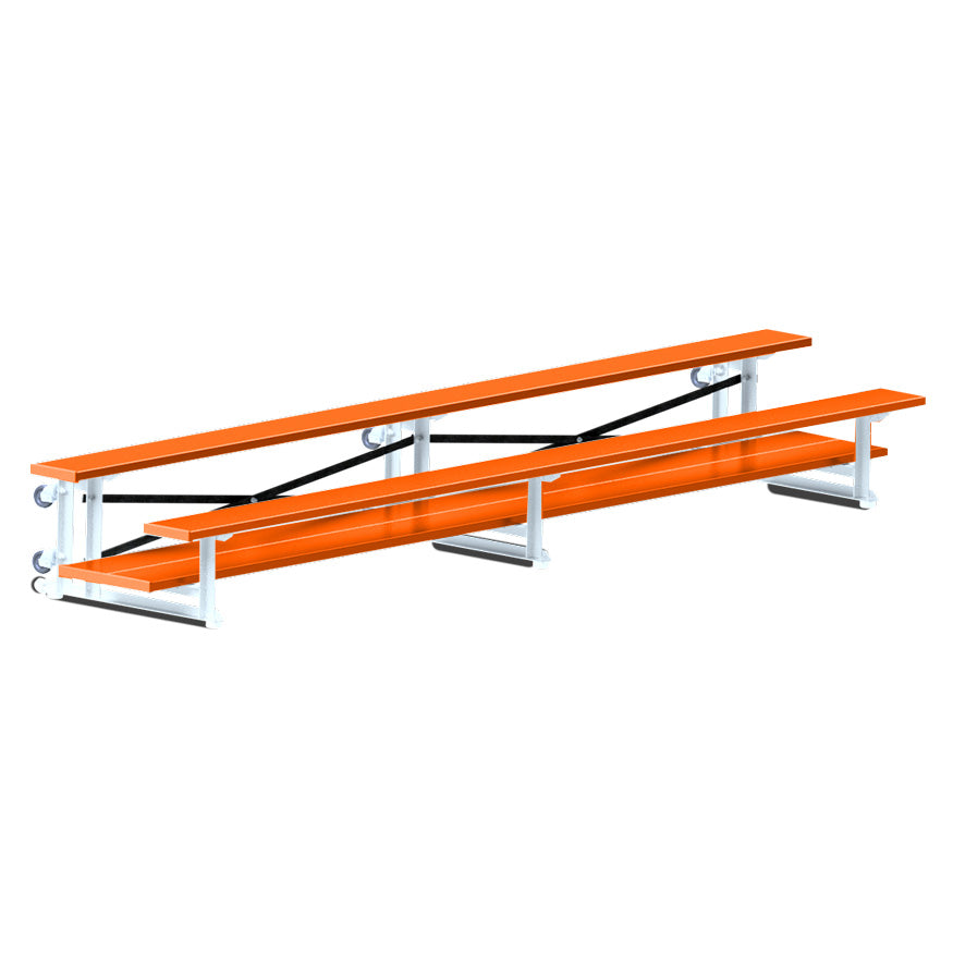 Jaypro Sports Bleacher  - 2 Row - Tip & Roll, Double Foot Plank, Powder Coated - 15' L (BLDP-2TRGPC)