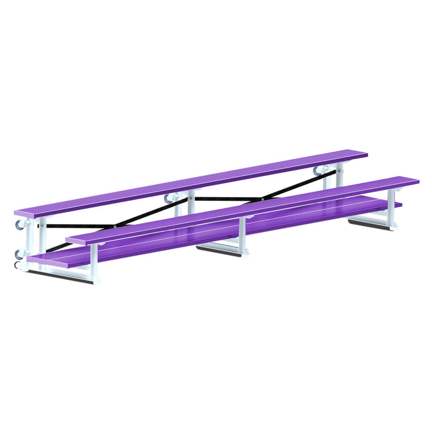 Jaypro Sports Bleacher  - 2 Row - Tip & Roll, Double Foot Plank, Powder Coated - 15' L (BLDP-2TRGPC)