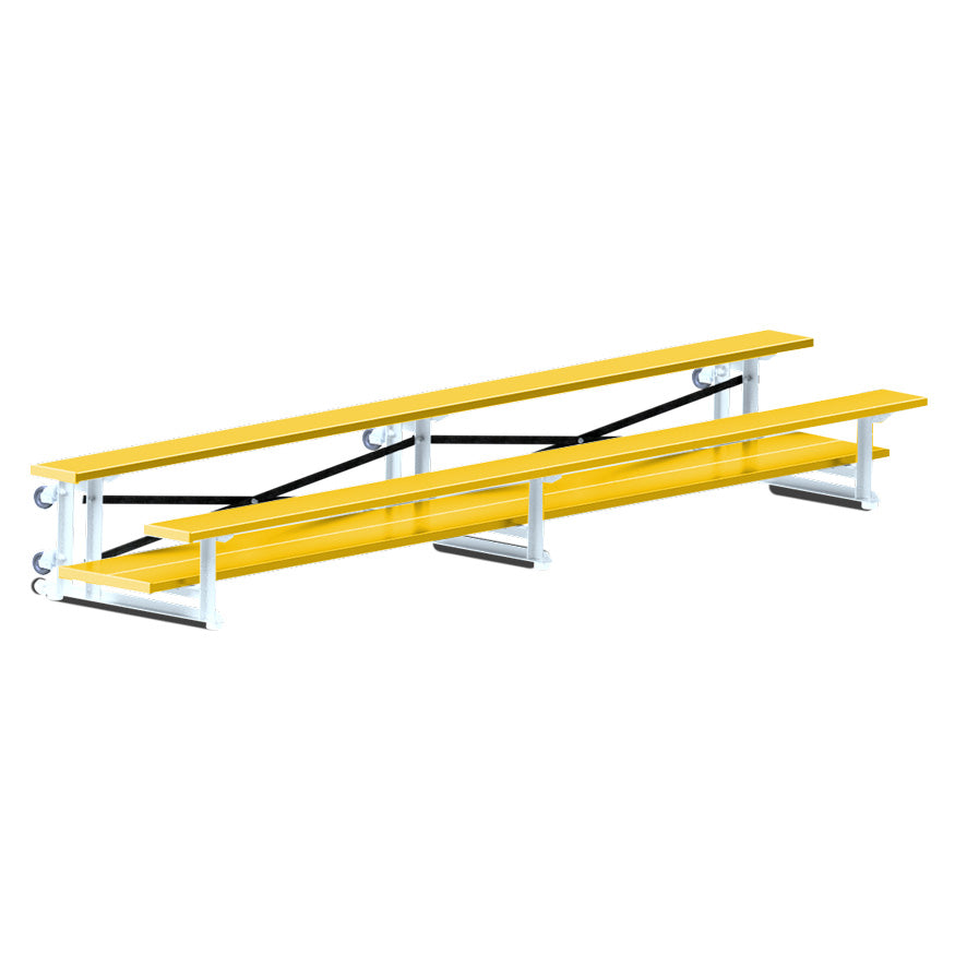 Jaypro Sports Bleacher  - 2 Row - Tip & Roll, Double Foot Plank, Powder Coated - 15' L (BLDP-2TRGPC)