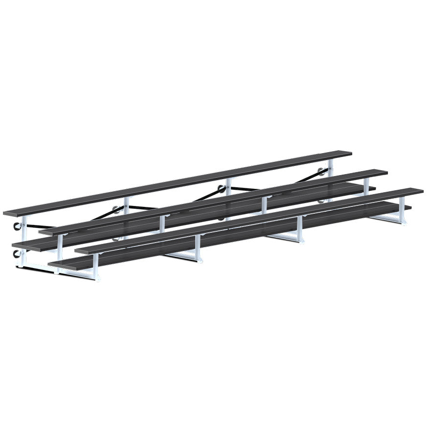 Jaypro Sports Bleacher  - 3 Row - Tip & Roll, Double Foot Plank, Powder Coated - 21' L (BLDP-321TRGPC)
