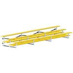 Jaypro Sports Bleacher  - 3 Row - Tip & Roll, Double Foot Plank, Powder Coated - 21' L (BLDP-321TRGPC)