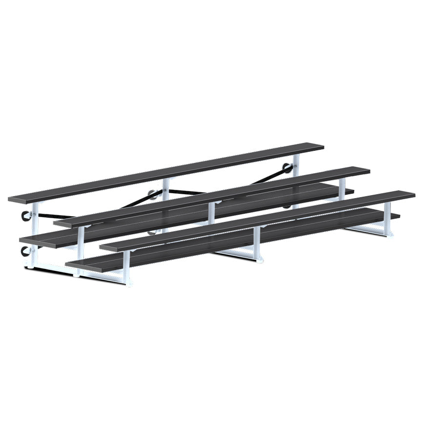 Jaypro Sports Bleacher  - 3 Row - Tip & Roll, Double Foot Plank, Powder Coated - 15' L (BLDP-3TRGPC)