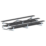 Jaypro Sports Bleacher  - 3 Row - Tip & Roll, Double Foot Plank, Powder Coated - 15' L (BLDP-3TRGPC)