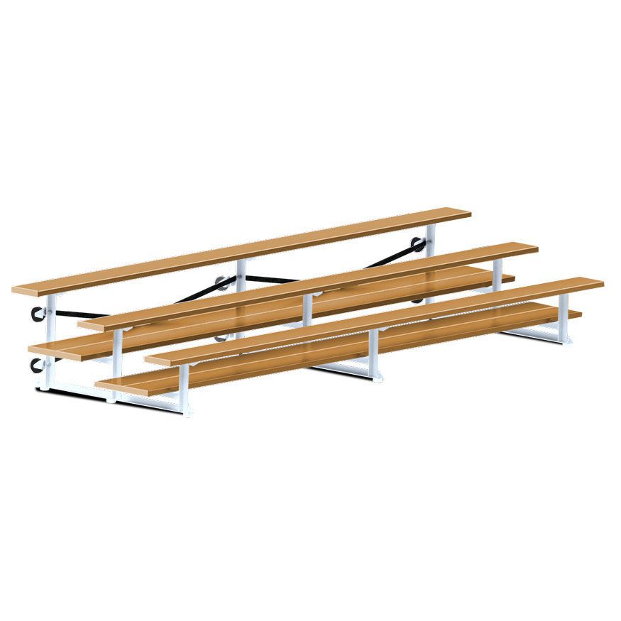 Jaypro Sports Bleacher  - 3 Row - Tip & Roll, Double Foot Plank, Powder Coated - 15' L (BLDP-3TRGPC)