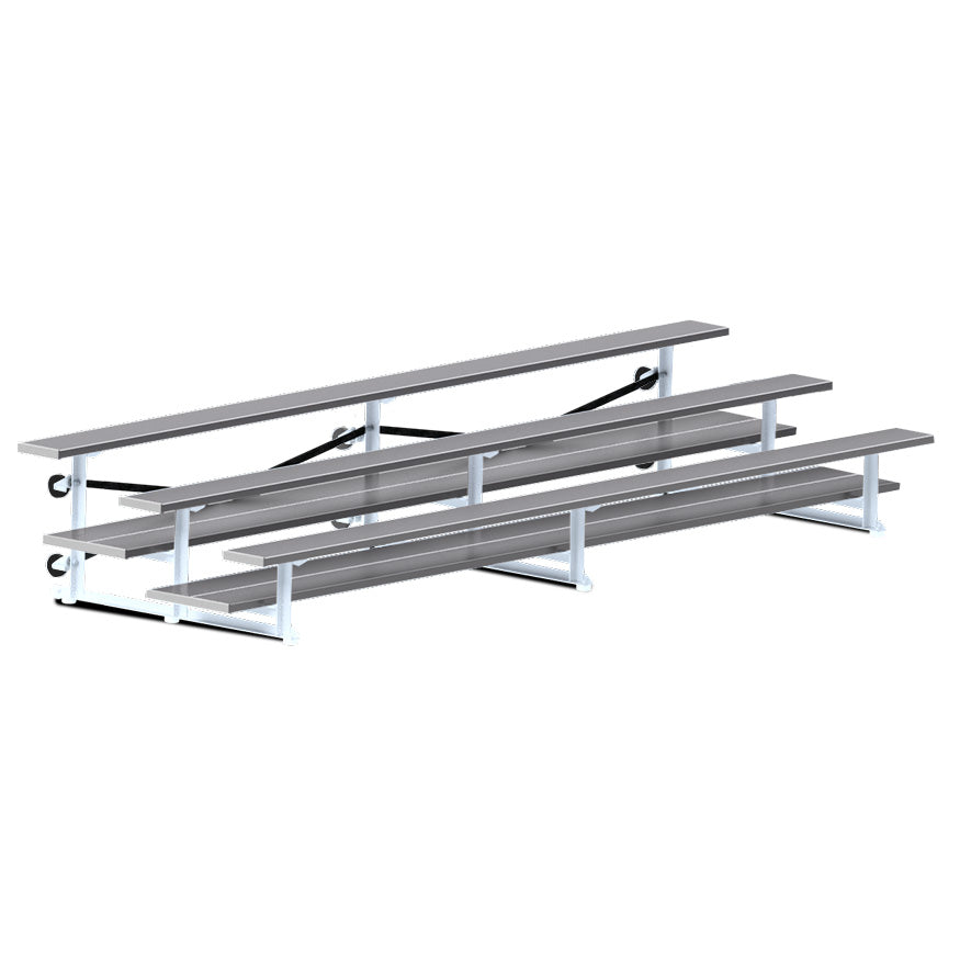 Jaypro Sports Bleacher  - 3 Row - Tip & Roll, Double Foot Plank, Powder Coated - 15' L (BLDP-3TRGPC)