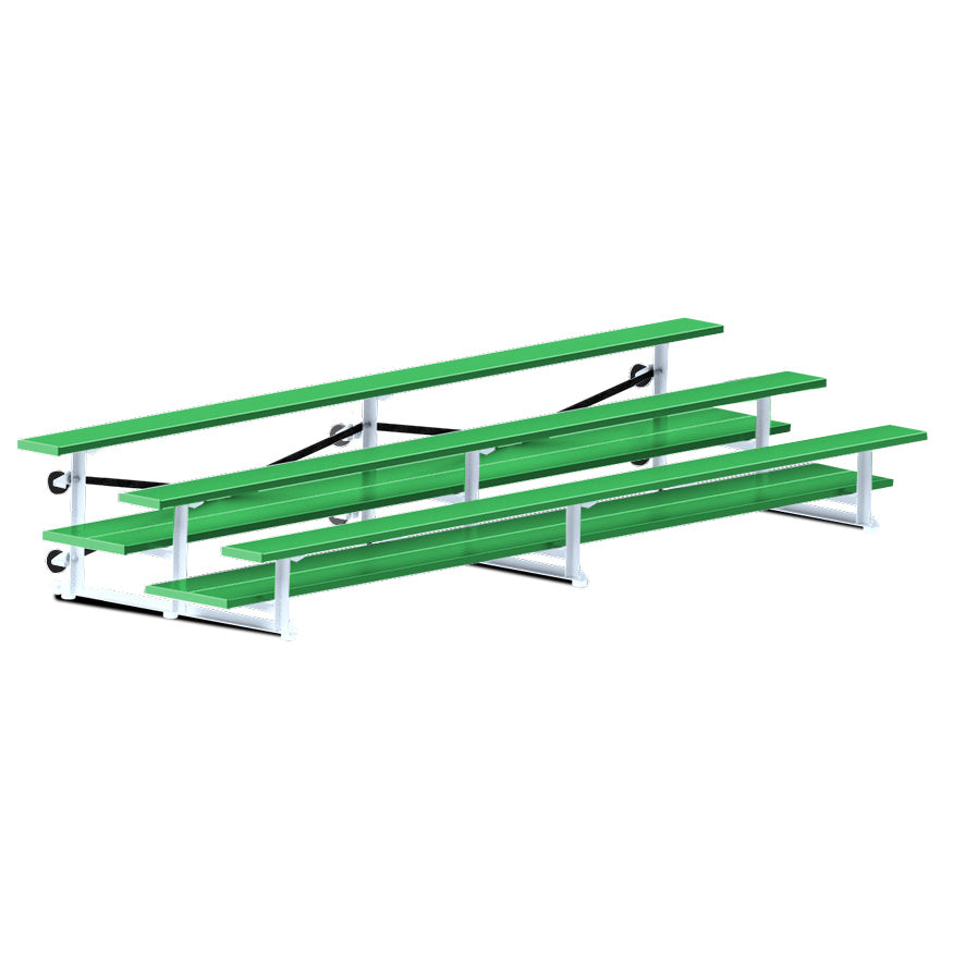 Jaypro Sports Bleacher  - 3 Row - Tip & Roll, Double Foot Plank, Powder Coated - 15' L (BLDP-3TRGPC)