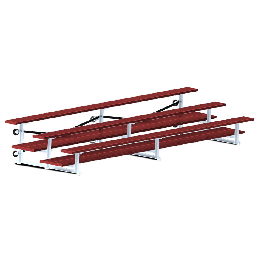 Jaypro Sports Bleacher  - 3 Row - Tip & Roll, Double Foot Plank, Powder Coated - 15' L (BLDP-3TRGPC)
