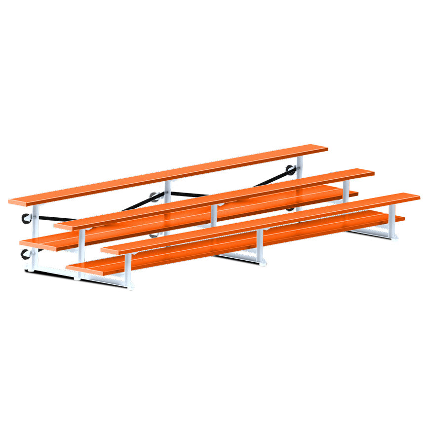 Jaypro Sports Bleacher  - 3 Row - Tip & Roll, Double Foot Plank, Powder Coated - 15' L (BLDP-3TRGPC)