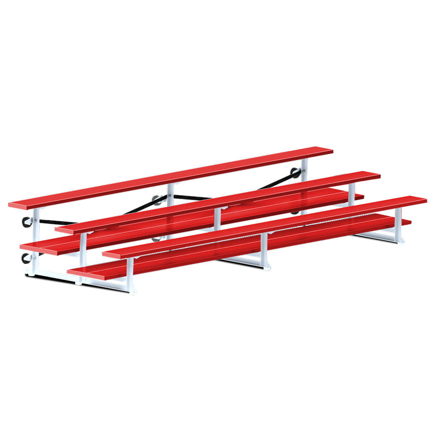 Jaypro Sports Bleacher  - 3 Row - Tip & Roll, Double Foot Plank, Powder Coated - 15' L (BLDP-3TRGPC)